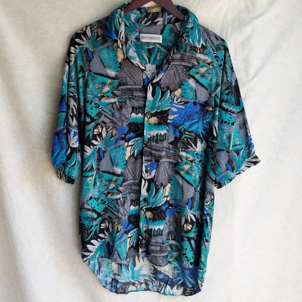 Monticerutti Tropical Print Rayon Shirt